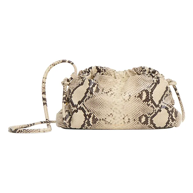 Minibolso Nube Embrague Serpiente en relieve | Beige