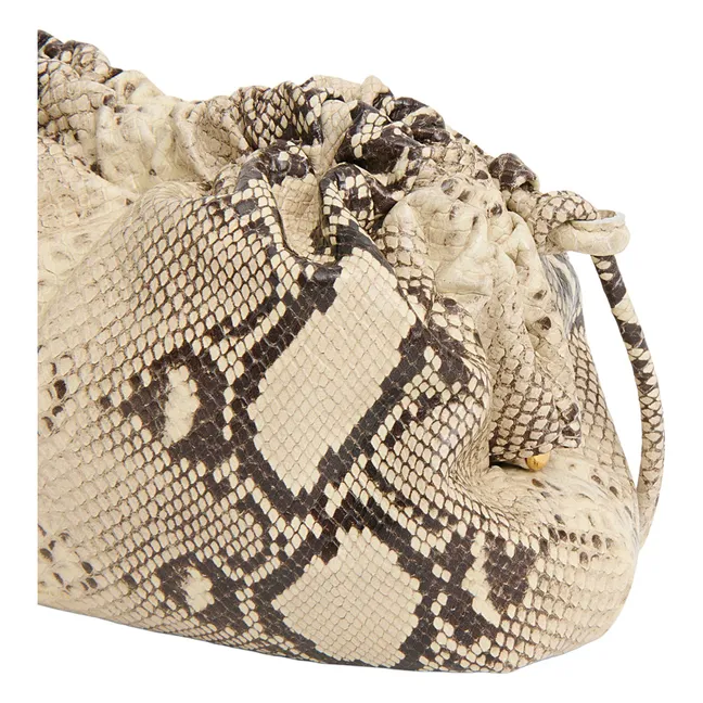 Minibolso Nube Embrague Serpiente en relieve | Beige