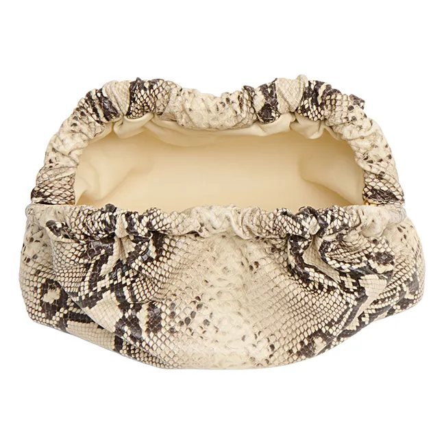 Minibolso Nube Embrague Serpiente en relieve | Beige