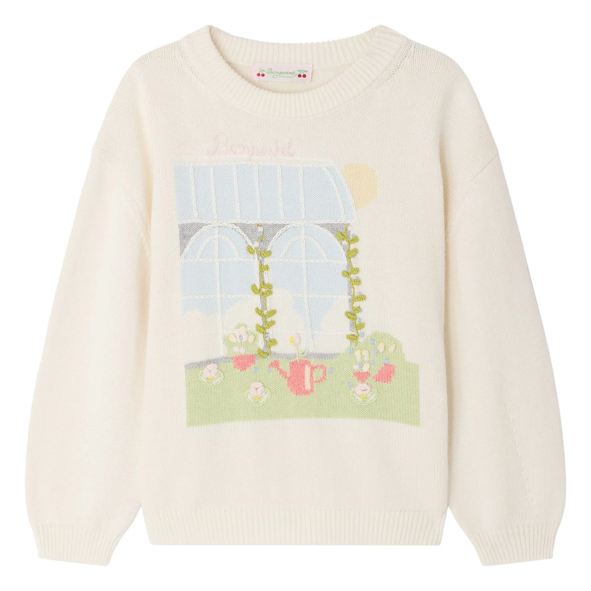 Bonpoint Girls Cream Anumati Organic Cotton Sweater