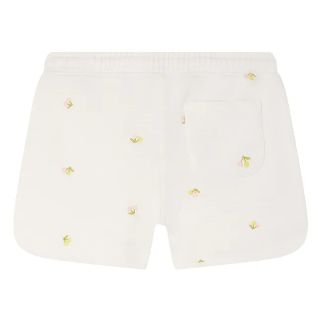 Short Caroline Cerises Molleton Coton Bio | Ecru