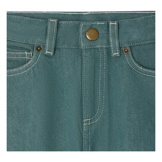 Bermuda Denim Elvio Coton Bio | Vert émeraude