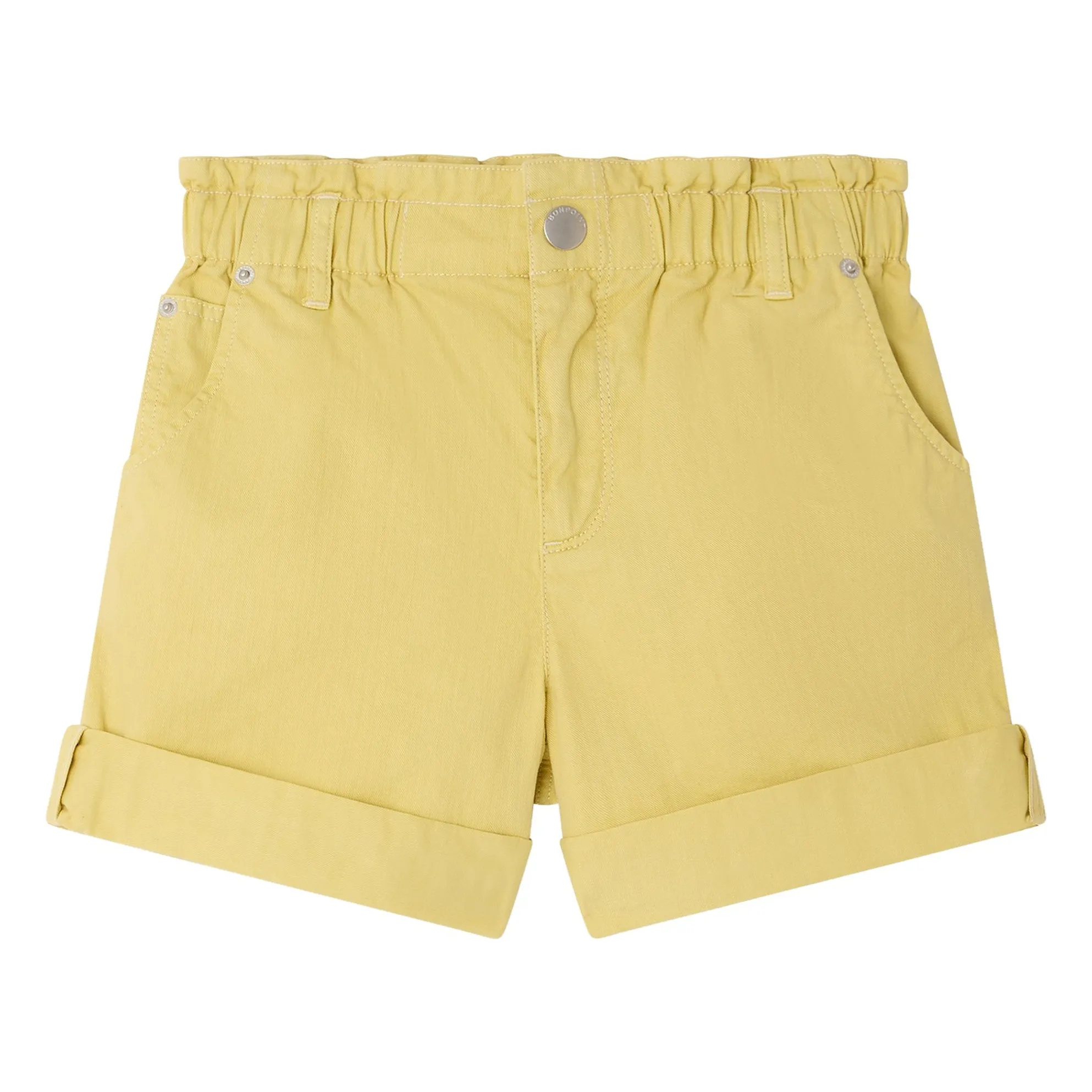 Bonpoint Girls Yellow Cathy Denim Shorts Organic Cotton