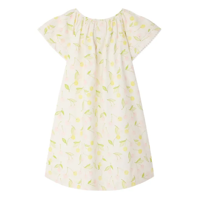 Robe Salome Cerises Popeline Coton Bio | Ecru