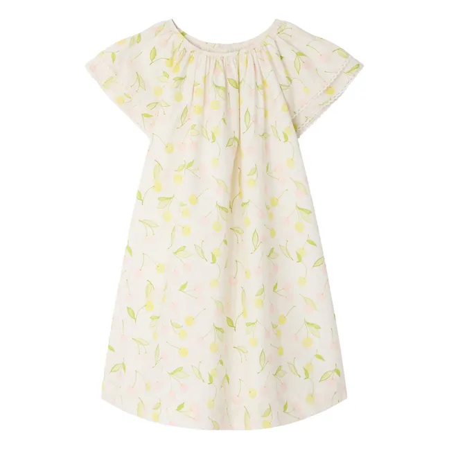 Robe Salome Cerises Popeline Coton Bio | Ecru