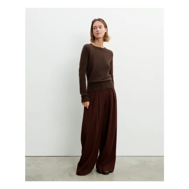 Round Neck Sweater 4 Threads Cashmere | Chocolate