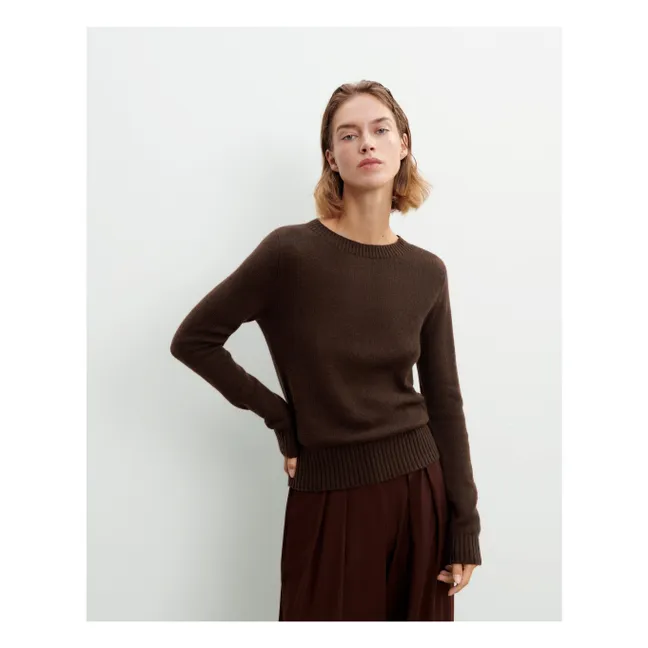 Jersey Cuello Redondo 4 Hilos Cachemira | Chocolate