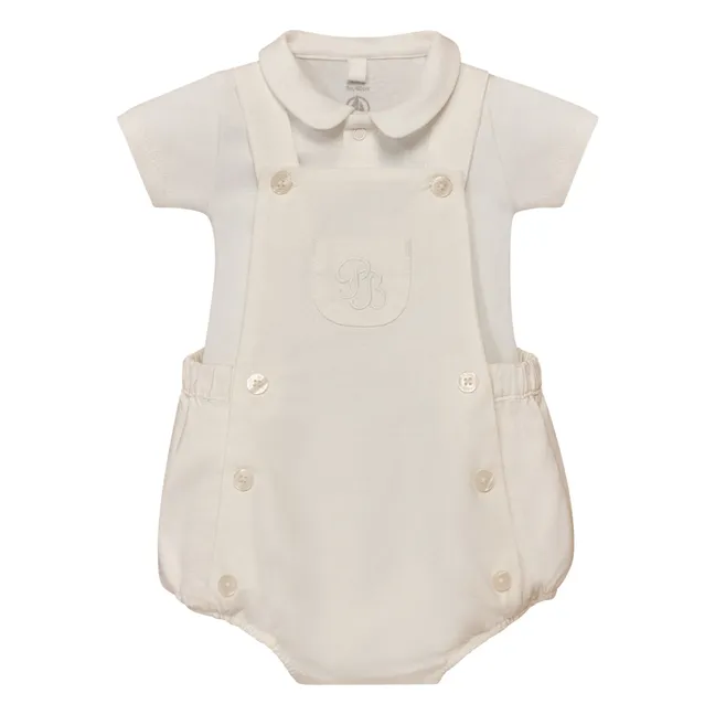 Ensemble Body et Salopette Lin et Coton Bio | Blanc