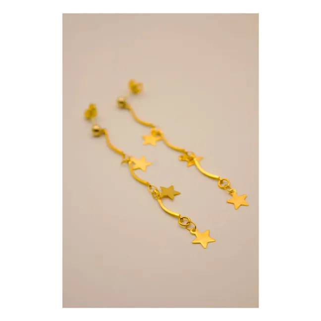 Boucles d'Oreilles Asymétriques Etoiles | Doré
