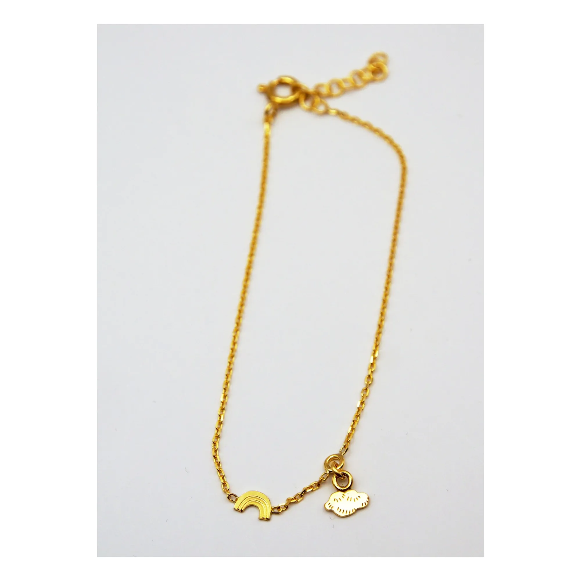 Adorabili Gold Rainbow Cloud Charms Duo Bracelet