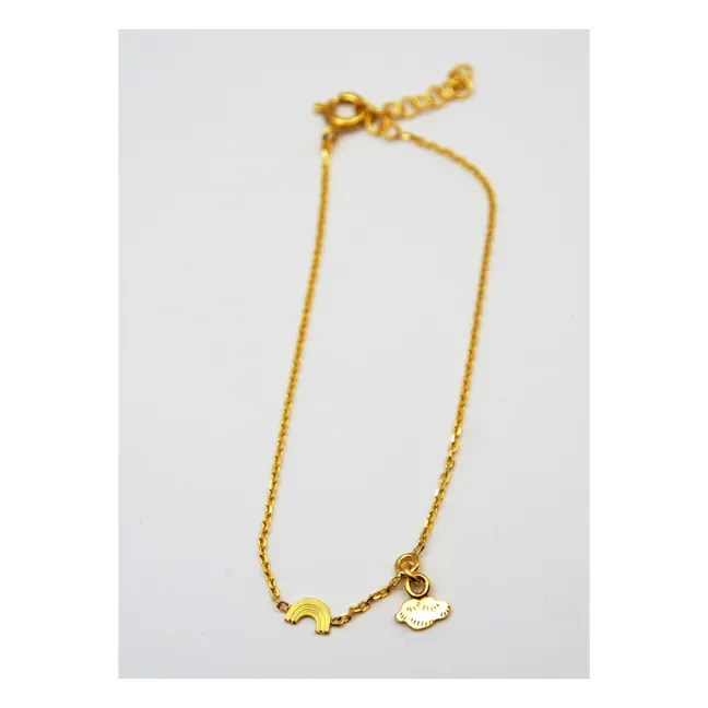 Armband Duo Charms Regenbogen Wolke | Gold