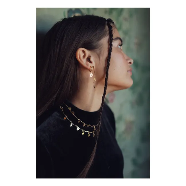 Asymmetrische Ohrringe mit 2 Sternen | Gold