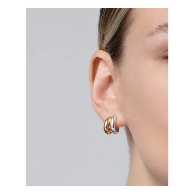 Boucles d'Oreilles Bicolores Mini Florence | Doré/Argenté