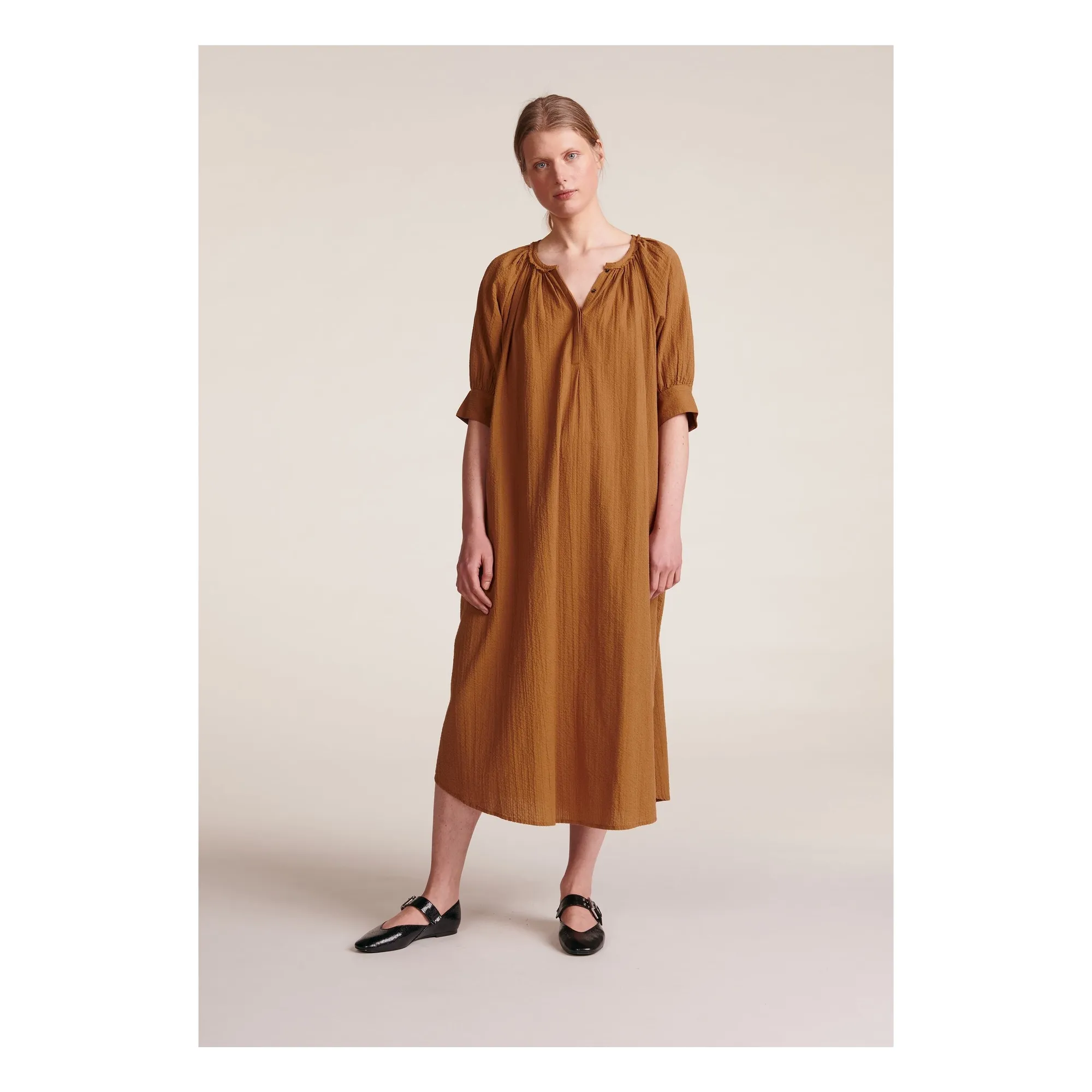 Bellepiece Beige Derek Dress Dobby Stripes