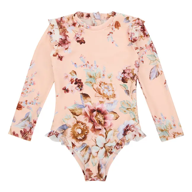 Awaken Floral Long Sleeve Swimsuit | Pale Pink