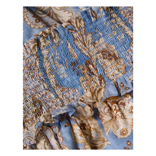 Robe Volants Daylight Fleurie | Bleu Clair