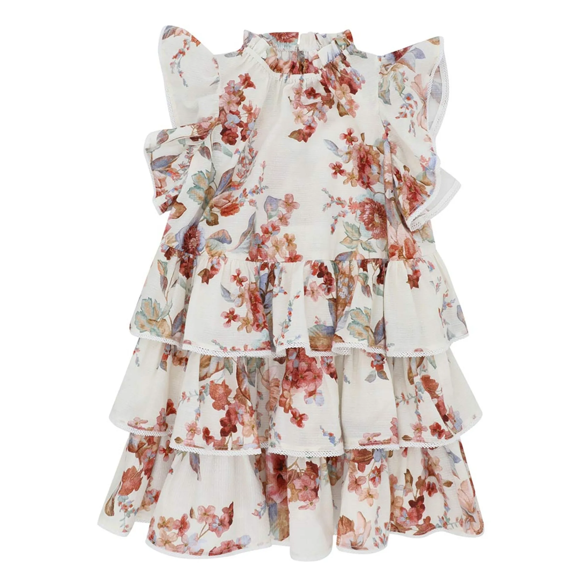Zimmermann Ivory Awaken Floral Ruffle Dress