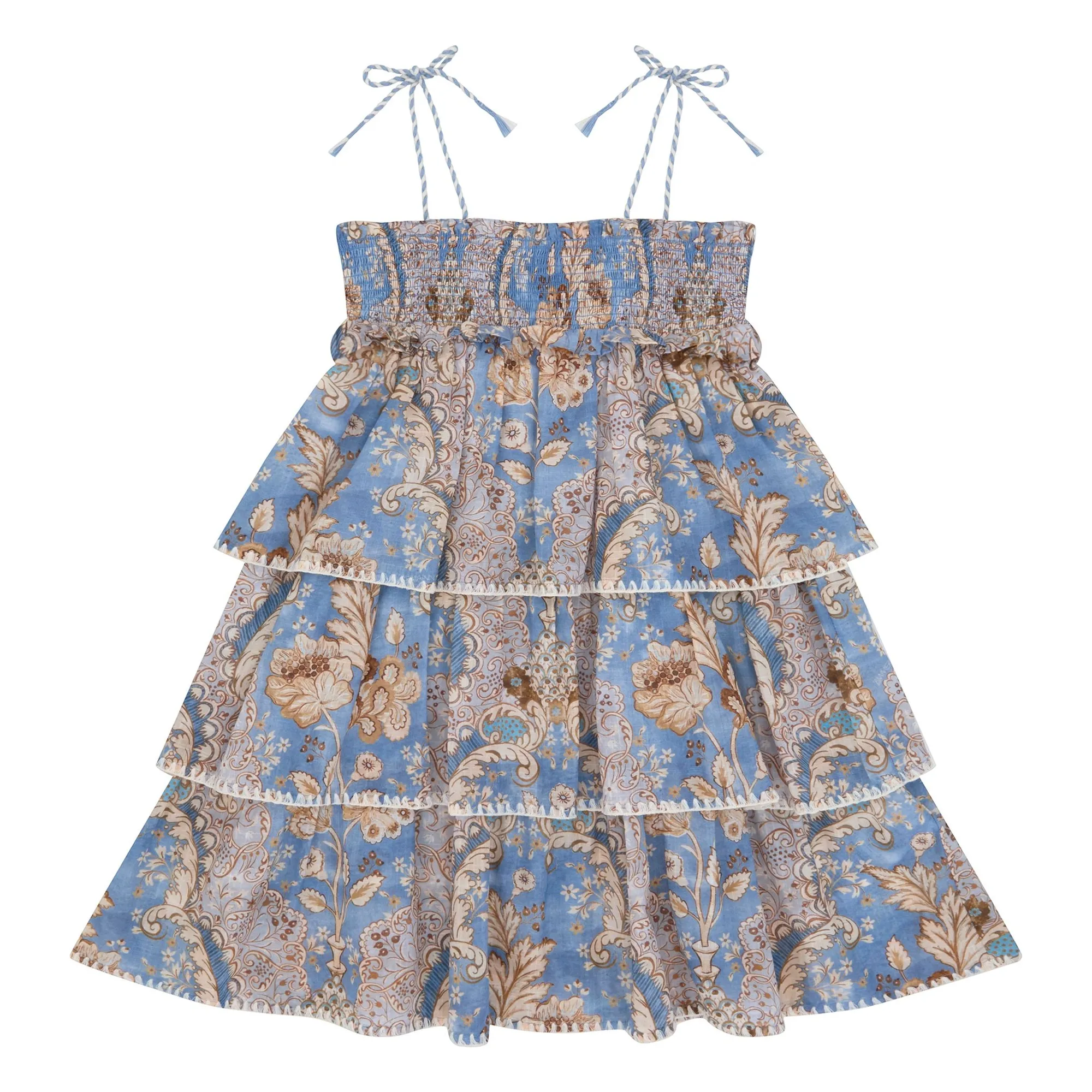 Zimmermann Light Blue Daylight Floral Ruffle Dress
