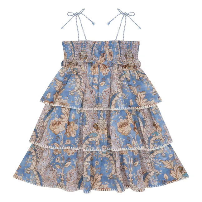 Robe Volants Daylight Fleurie | Bleu Clair