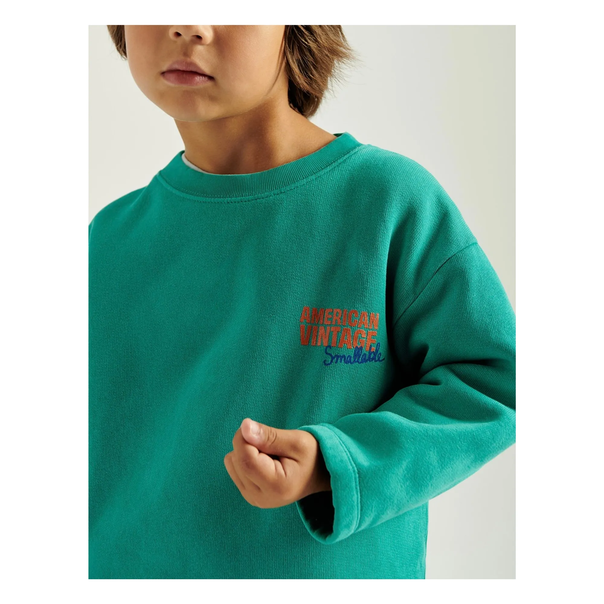 Collaboration American Vintage X Smallable - Sweat Izubird | Turquoise- Image produit n°5