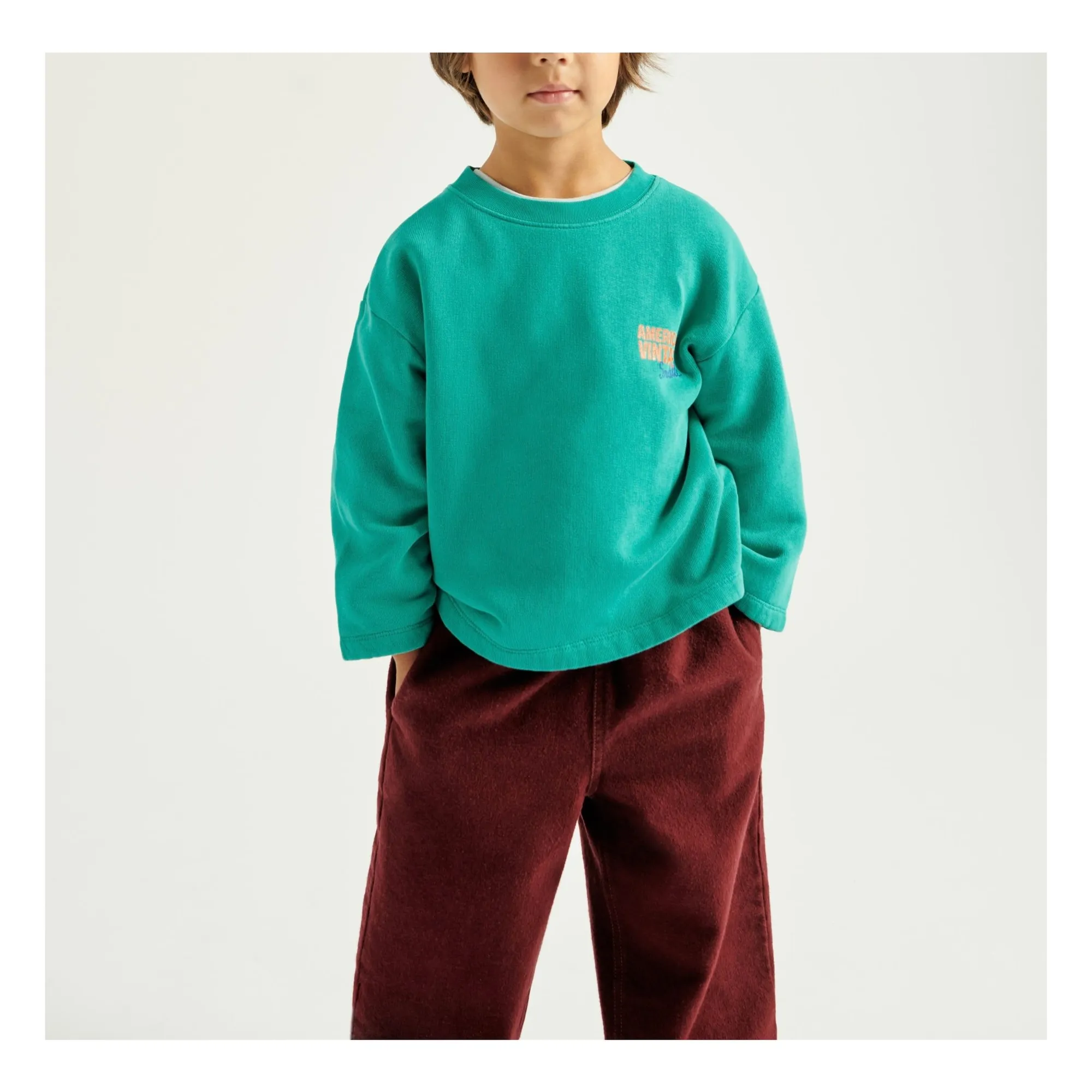 Collaboration American Vintage X Smallable - Sweat Izubird | Turquoise- Image produit n°1