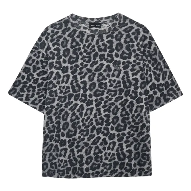 Cohen T-Shirt Leopard Bio-Baumwolle | Grau