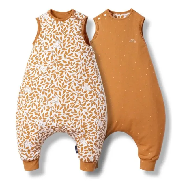 Babyschlafsack mit Füßen für mehrere Jahreszeiten, umkehrbar Bärchen | Kamelbraun