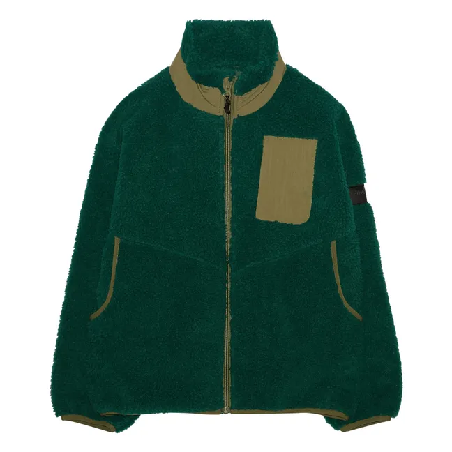 Jacke aus zwei Materialien in Sherpa-Optik Paulo | Grün