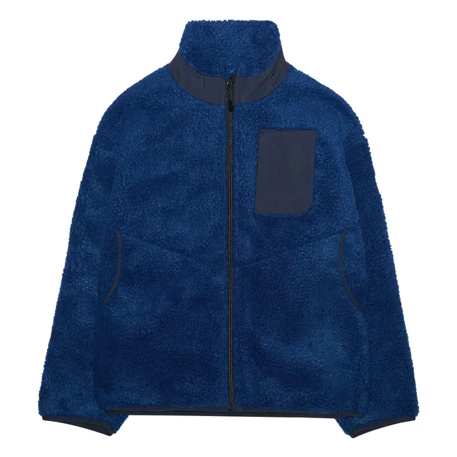 Jacke aus zwei Materialien in Sherpa-Optik Paulo | Königsblau