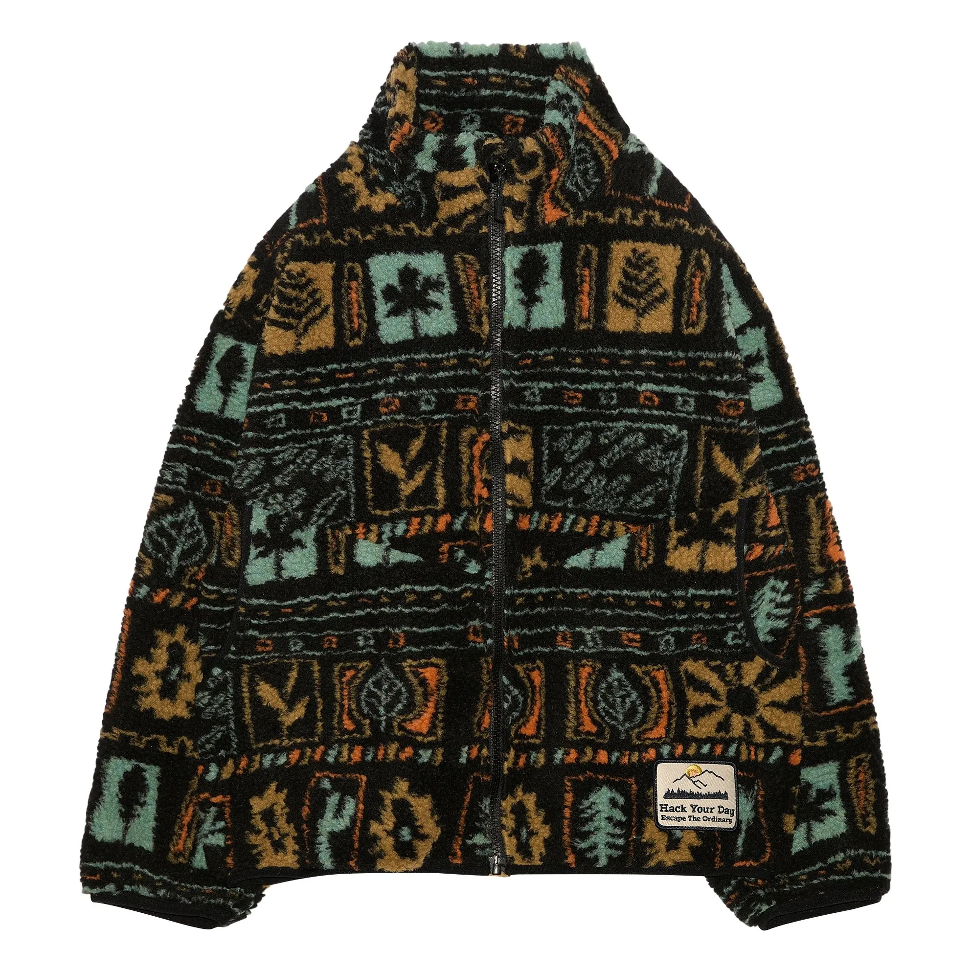 Hundred Pieces Black Jacquard Fluffy Sherpa Jacket