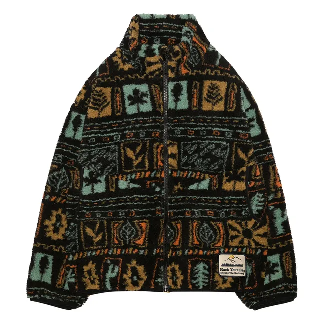 Chaqueta Sherpa Jacquard Fluffy | Negro