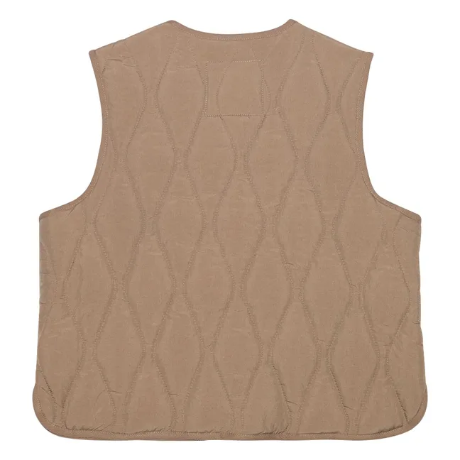 Sleeveless Quilted Cheer Jacket | Taupe grey