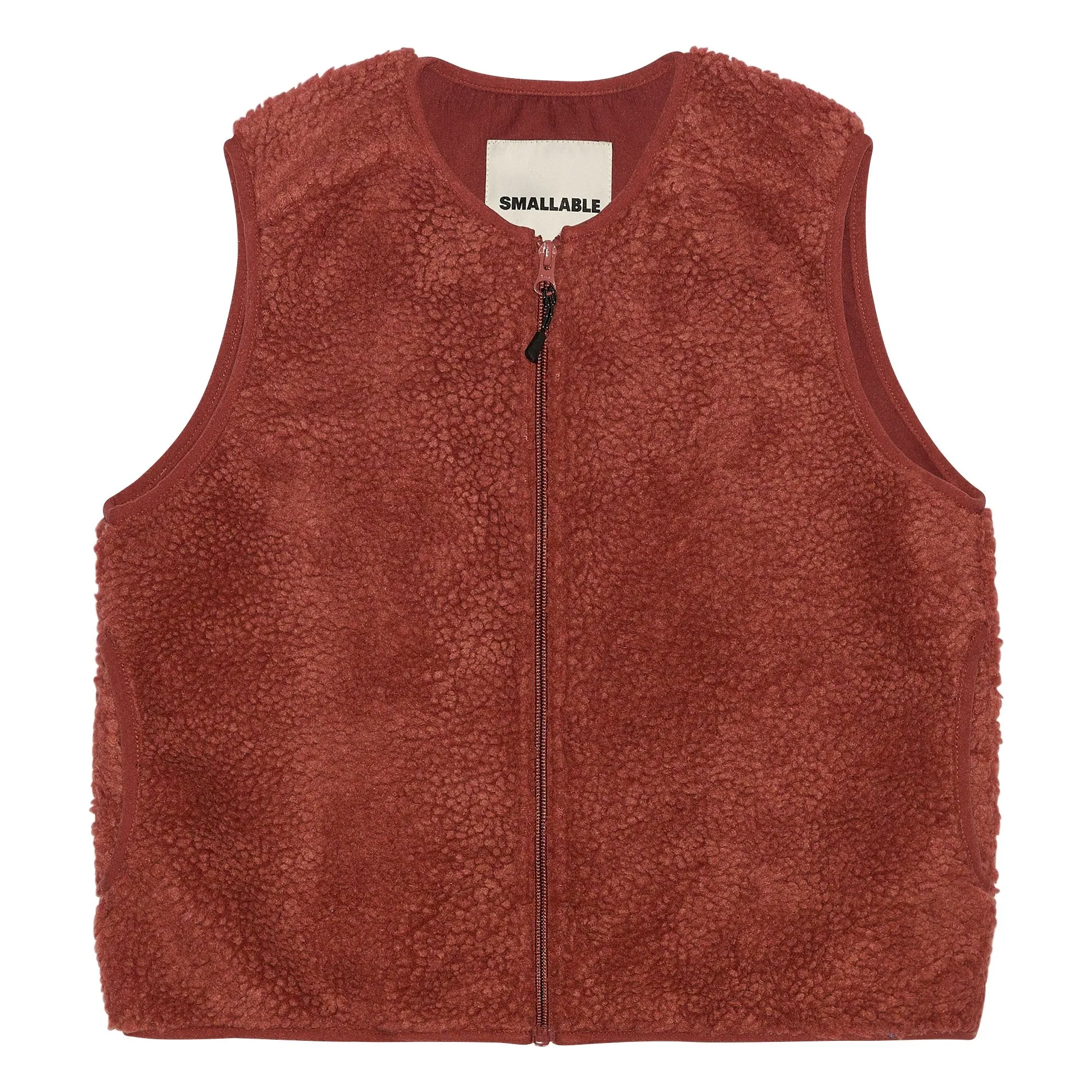 Smallable Kid Brick Red Sleeveless Sherpa Manner Jacket