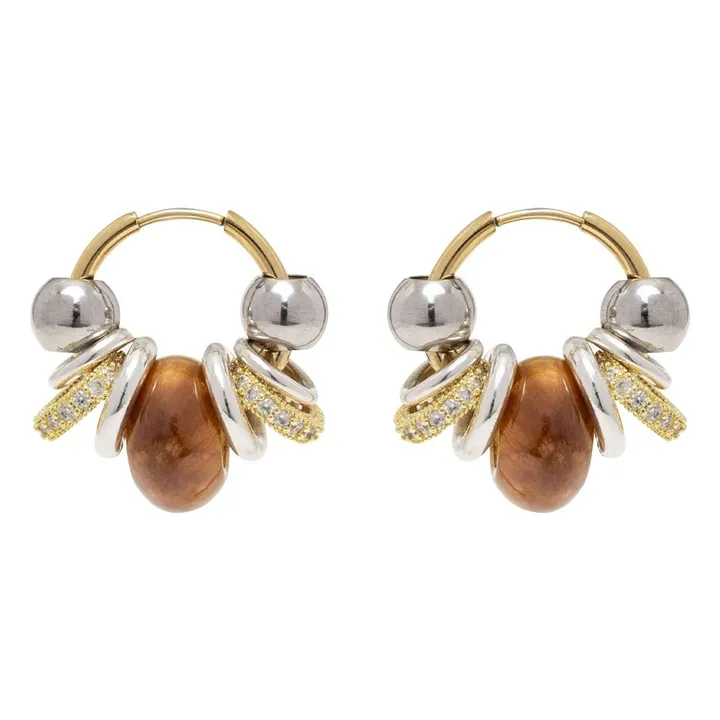 Boucles d'Oreilles Hoops | Camel- Image produit n°0