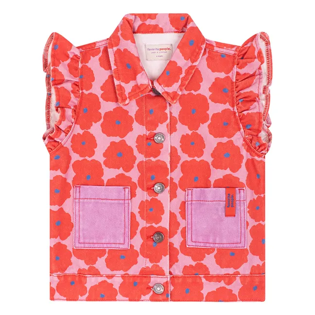 Veste Sans Manches Napoli Fleurie | Rouge