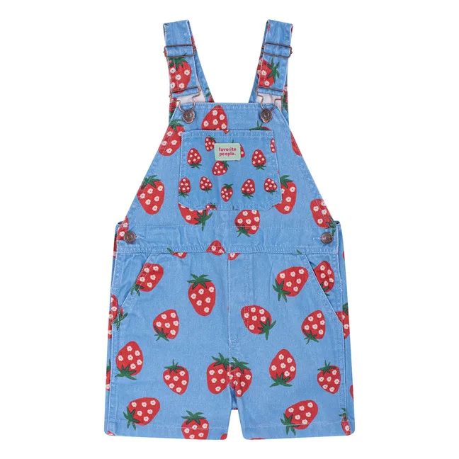 Puglia Strawberry Short Dungarees | Blue