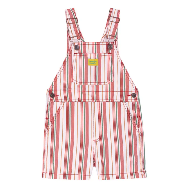 Lasagna Striped Short Dungarees | Pink