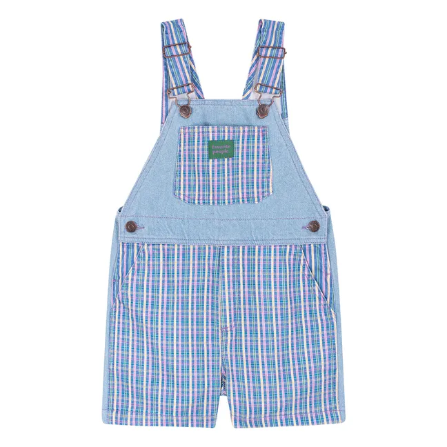 Striped Tagliatelle Short Dungarees | Blue