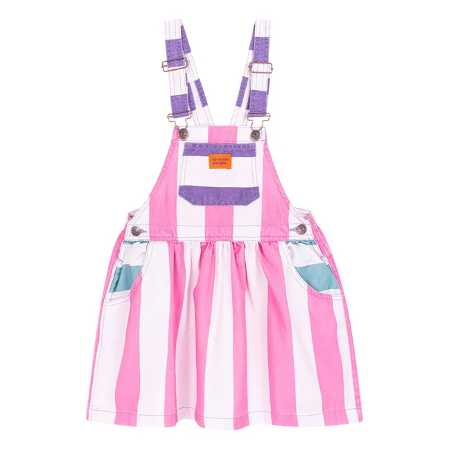 Vestido salopette a rayas Amore | Rosa