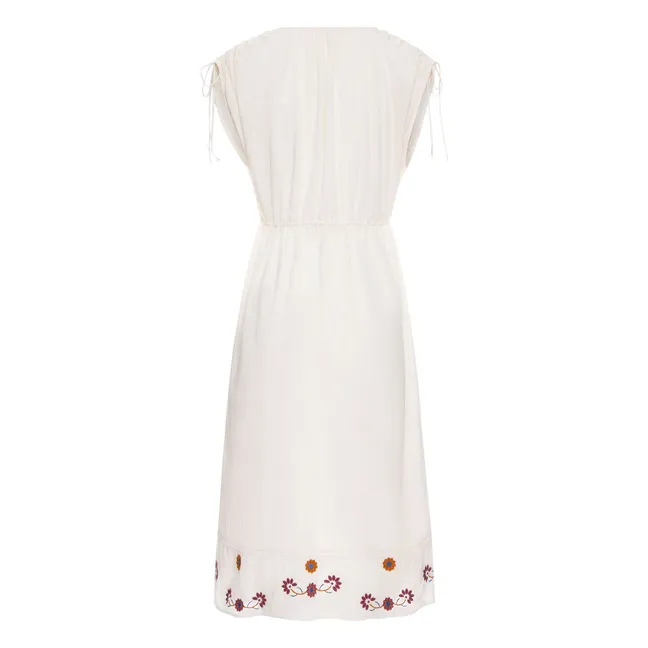 Embroidered Kaftan Dress in Organic Cotton | Off white
