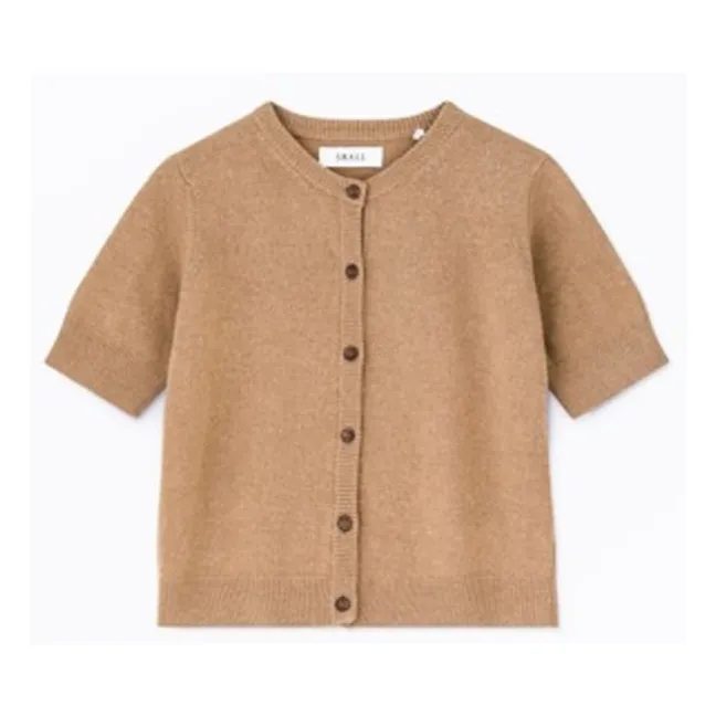 Strickjacke Diana Wolle | Kamelbraun