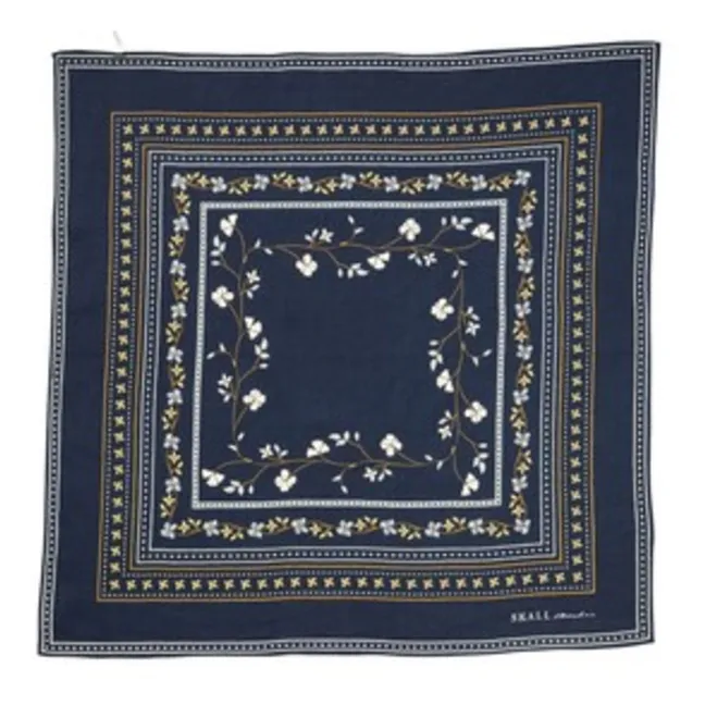 Bufanda cuadrada floral | Azul Marino