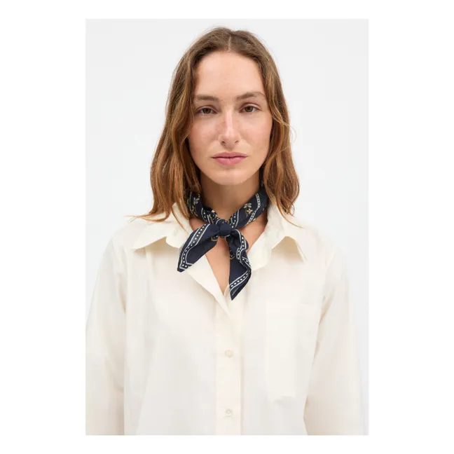 Foulard Carré Floral | Bleu marine