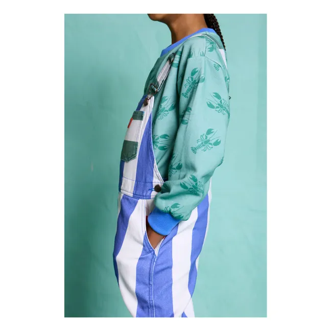 Striped Capri overalls | Blue