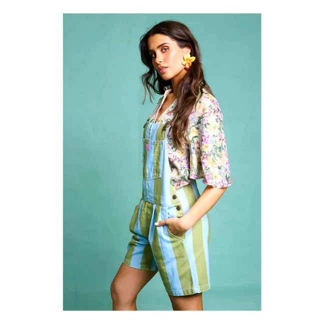 Salopette Courte Ravioli Rayée - Collection Femme | Olive