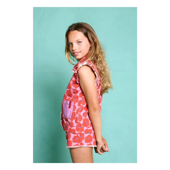 Napoli Floral Sleeveless Jacket | Red