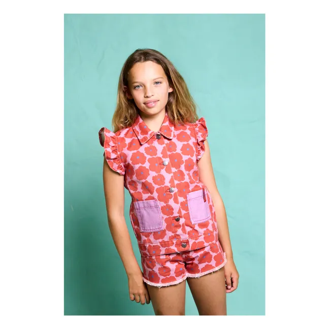 Napoli Floral Sleeveless Jacket | Red