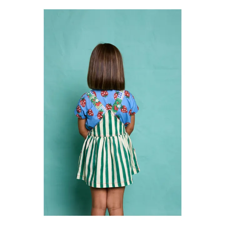 Vestido con peto de rayas Fragola | Verde- Imagen del producto n°6