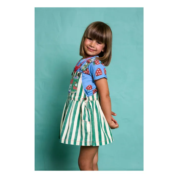 Vestido con peto de rayas Fragola | Verde- Imagen del producto n°5