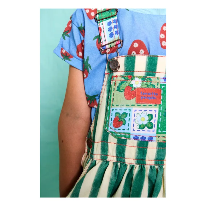 Vestido con peto de rayas Fragola | Verde- Imagen del producto n°2